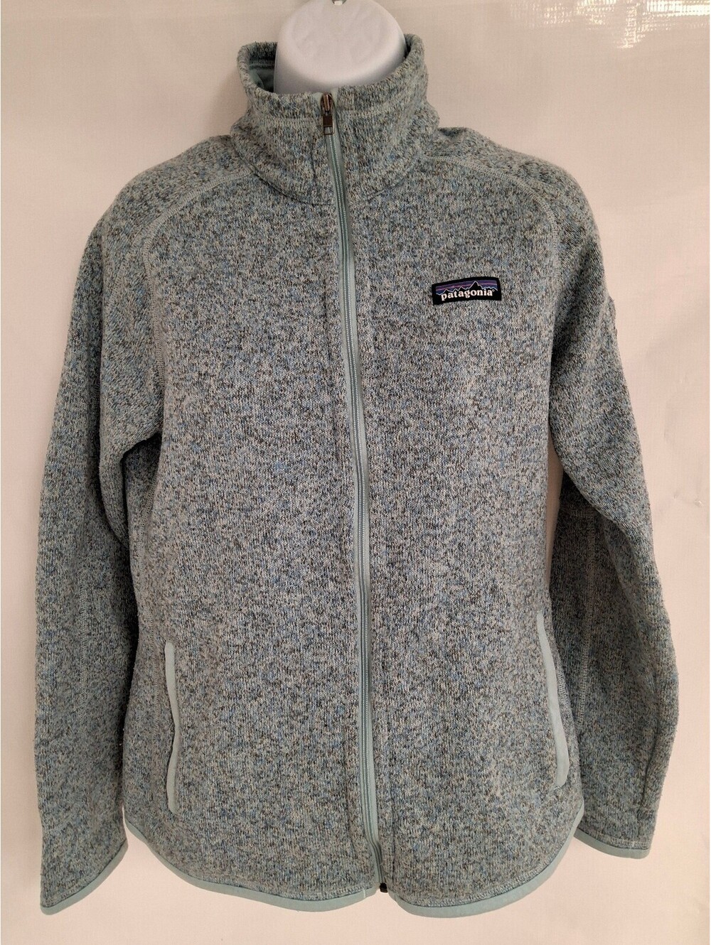 Patagonia Full Zip baby blue Heathered Fleece Jacket size mediu,